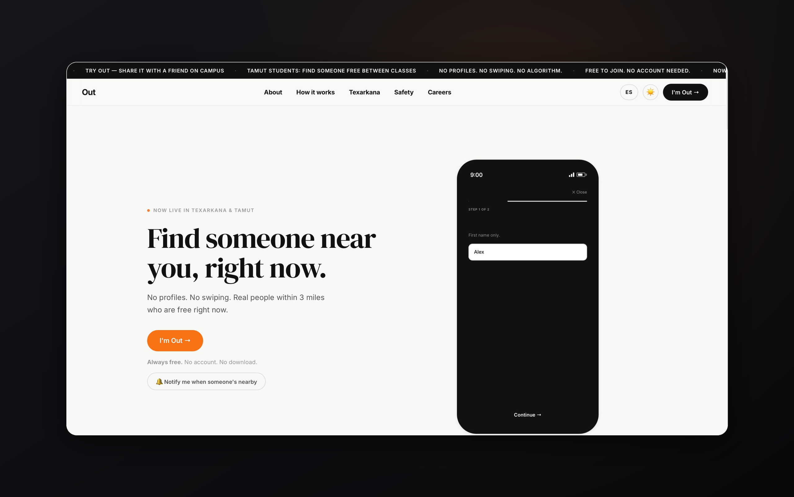 Out app screenshot